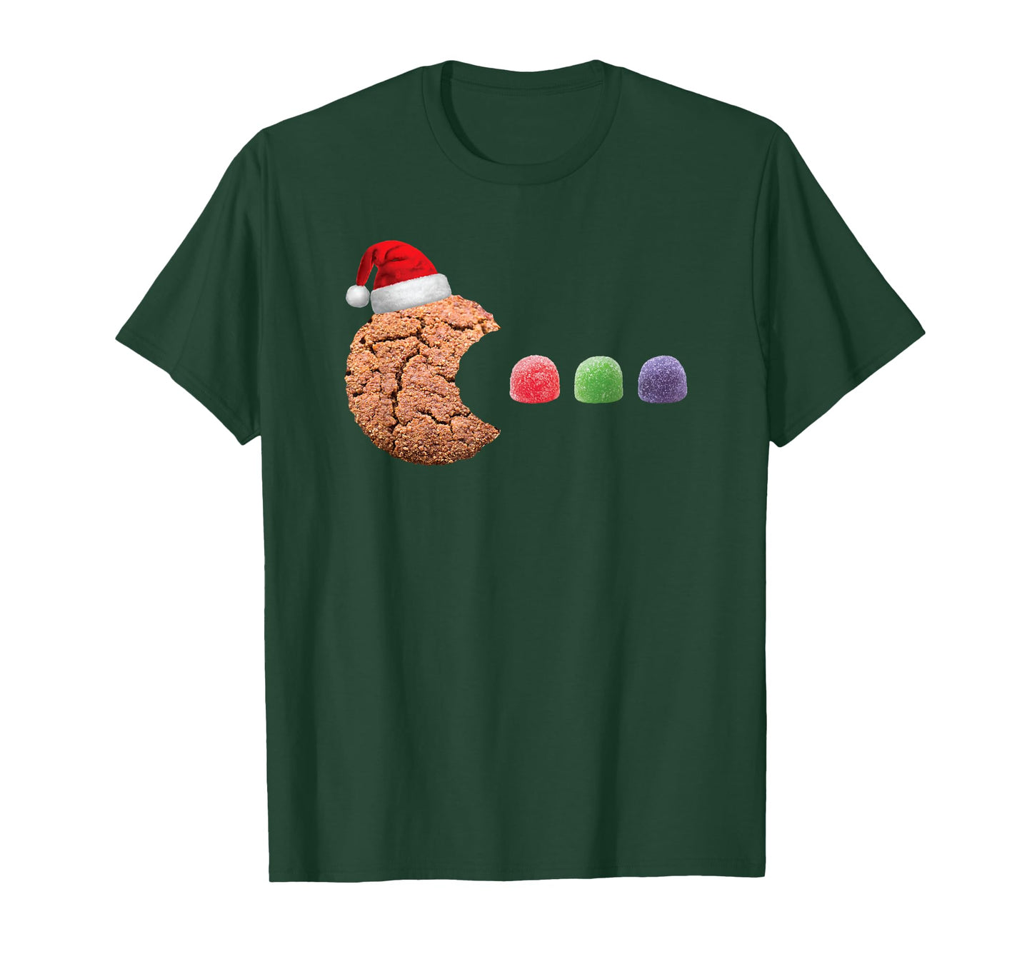 Funny 80's Retro Gamer Gingerbread Cookie Gumdrops Christmas T-Shirt