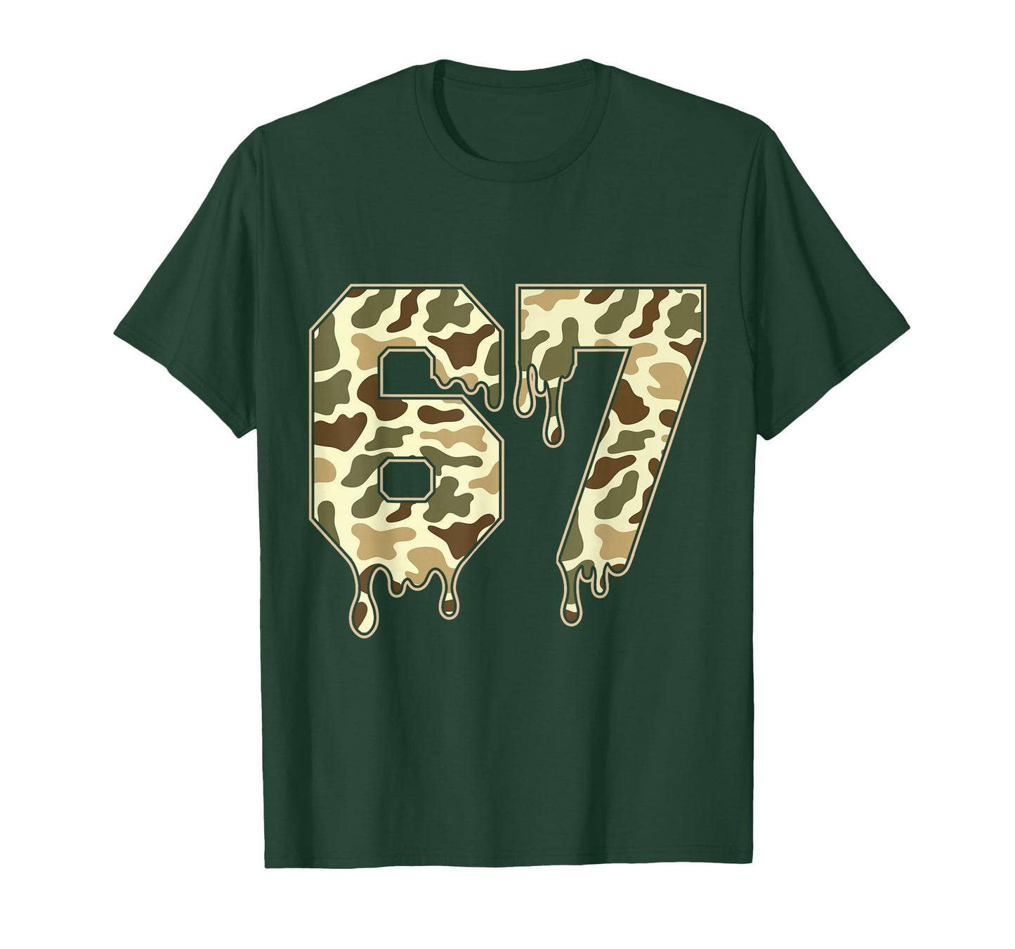 Funny Six Seven Camouflage Dripping Gen Alpha Slang 6 7 Meme T-Shirt