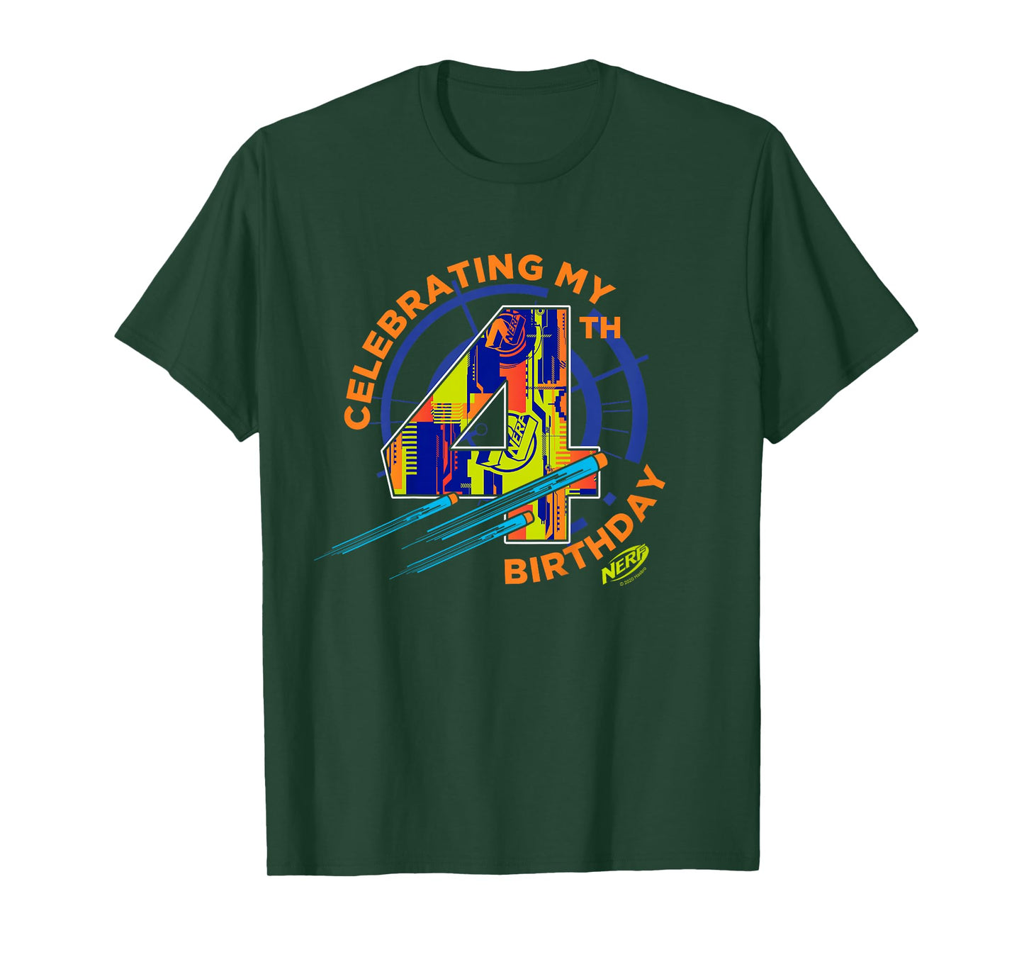 Nerf Birthday Celebrating My 4th Graphic Color Filled Logo T-Shirt