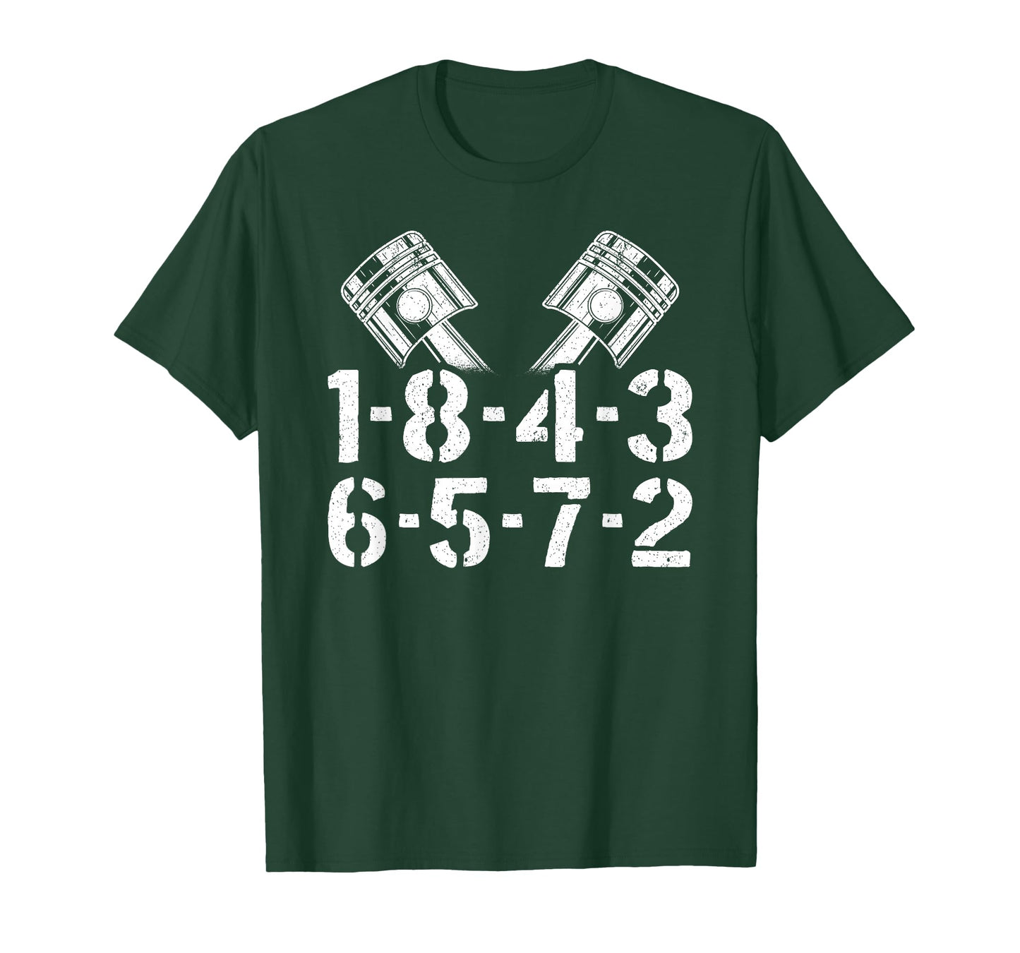 1-8-4-3-6-5-7-2 Firing Order V8 Big Block Car Guy Garage T-Shirt