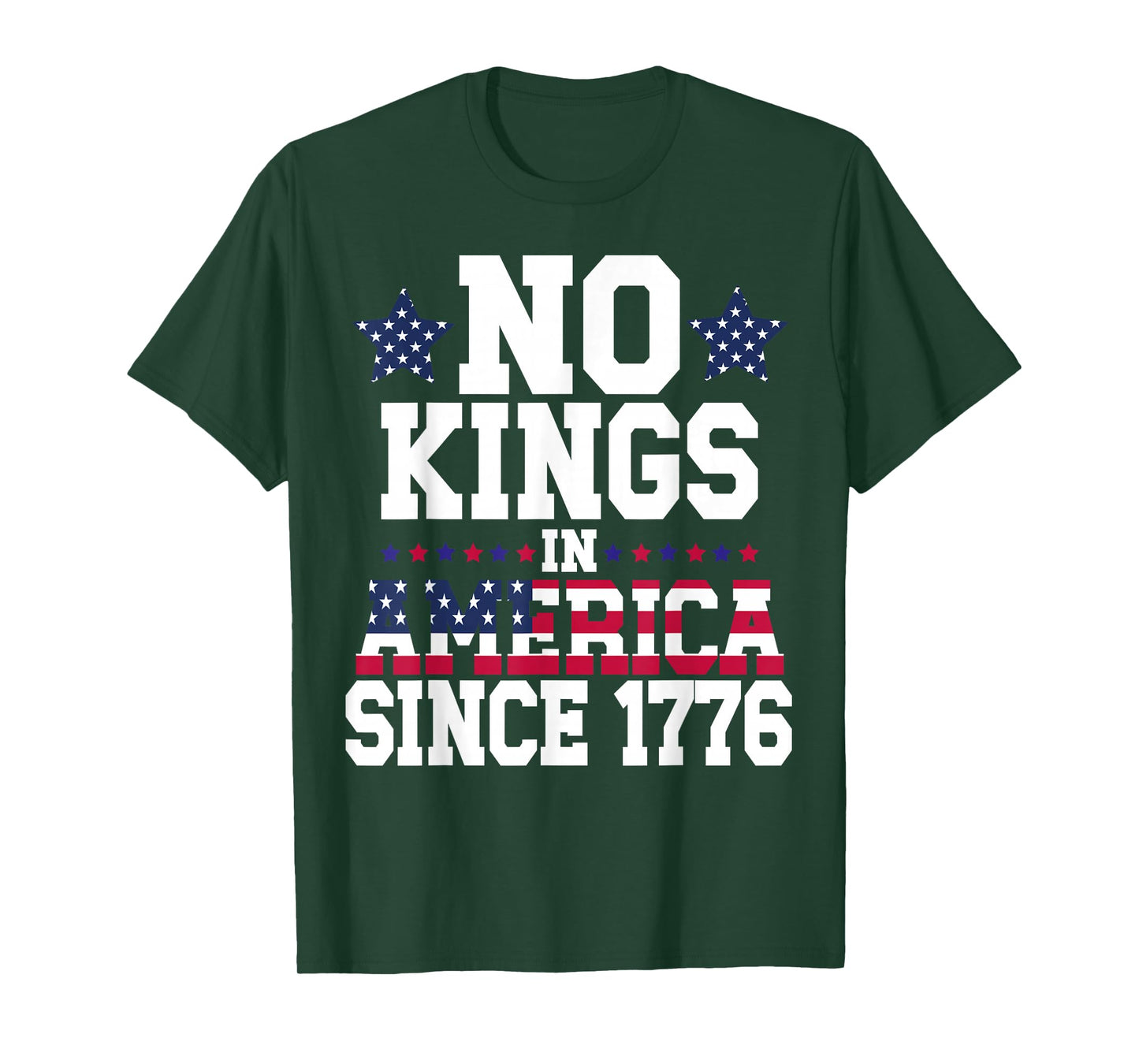 No Kings in America Since 1776 Distressed USA Flag Vintage T-Shirt