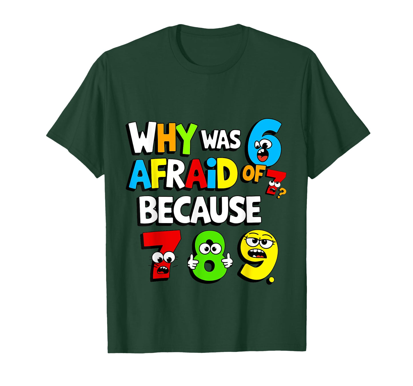 Funny Number Why Was 6 Afraid of 7 Math Day Costume Kids T-Shirt