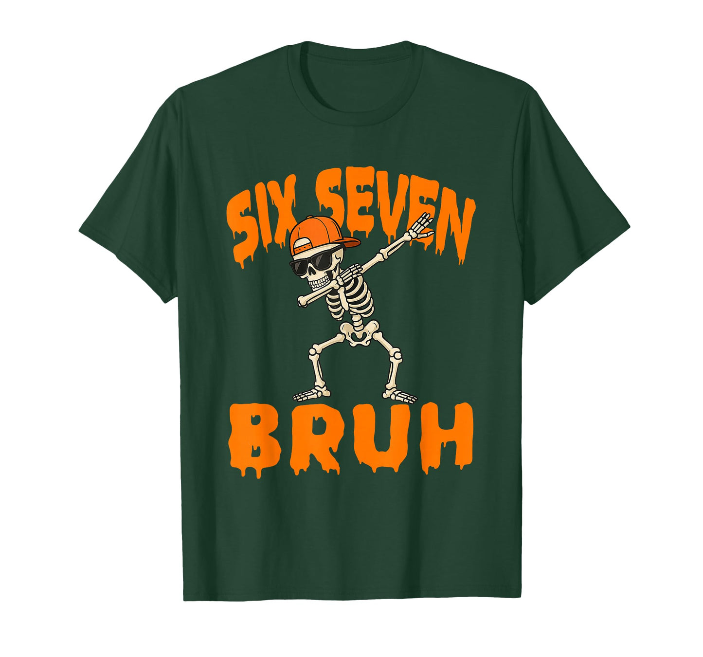 Six Seven Bruh Dabbing Skeleton Funny 67 Meme Halloween T-Shirt
