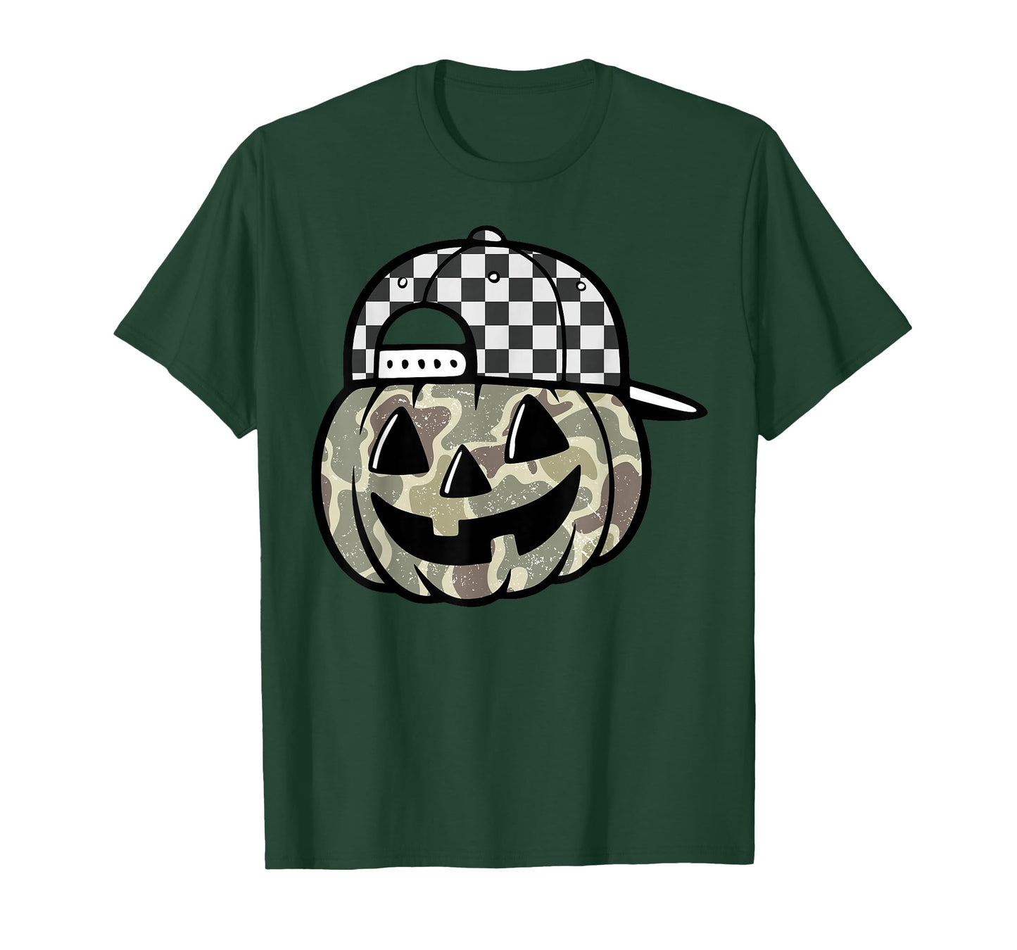 Camo Pumpkin Jack O Lantern Face Camouflage Halloween Boys T-Shirt