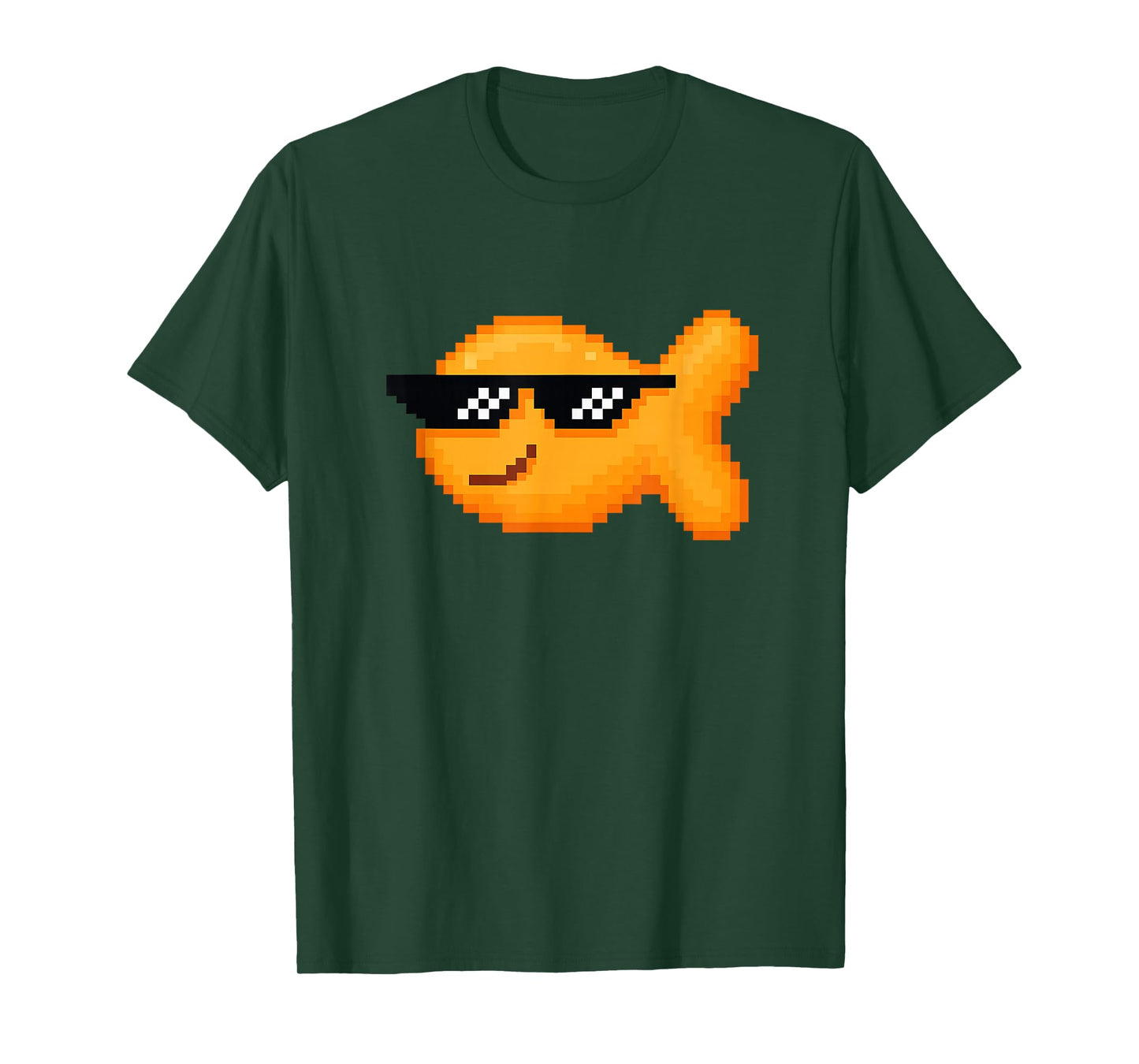 Pixelated Goldfish Cracker With Thug Pixel Sunglasses T-Shirt