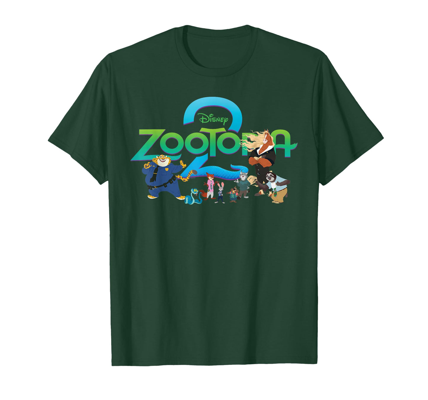 Disney Zootopia 2 Illustrated Characters and Logo T-Shirt