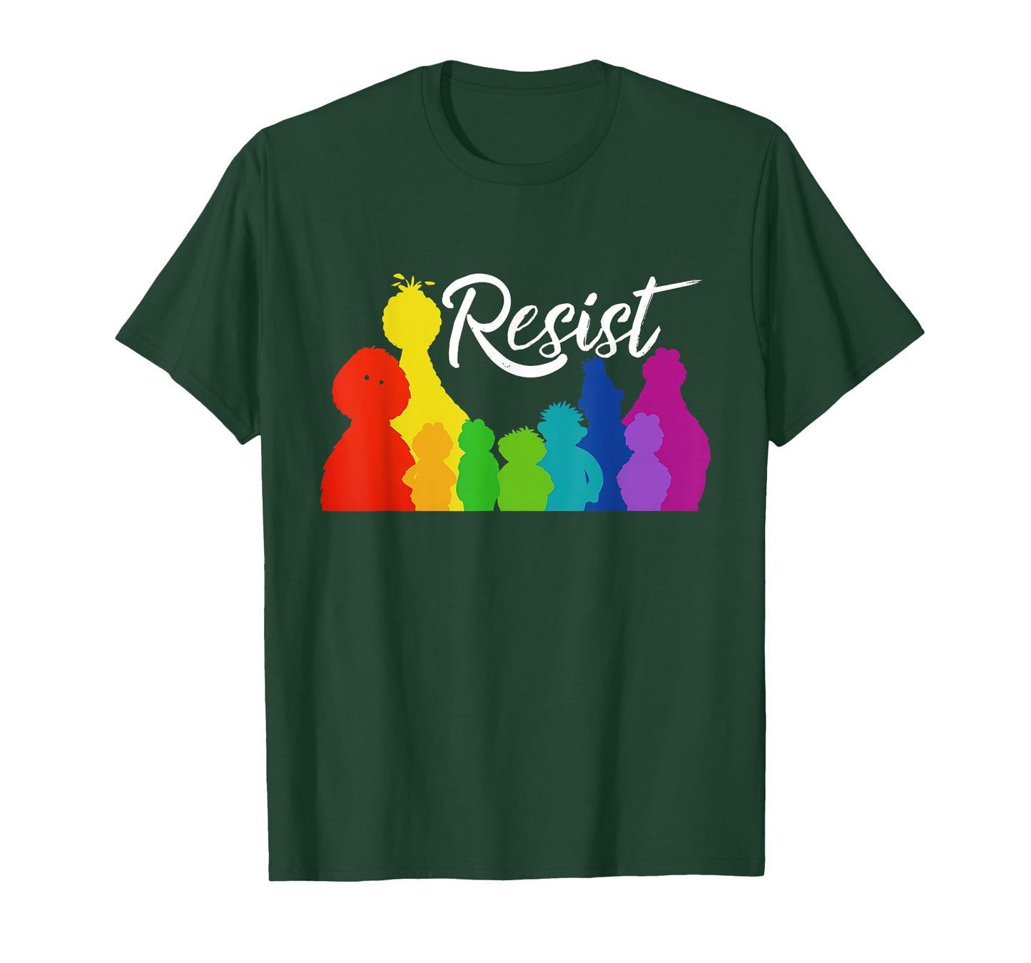 Resist Save P.B.S, Rainbow Silhouette Design Graphic Tee T-Shirt