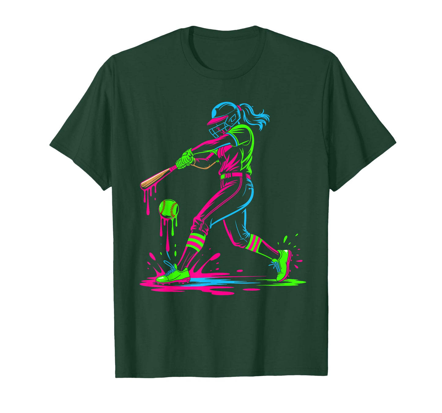 Softball Player Ice Cream Softball Drip T-Shirt