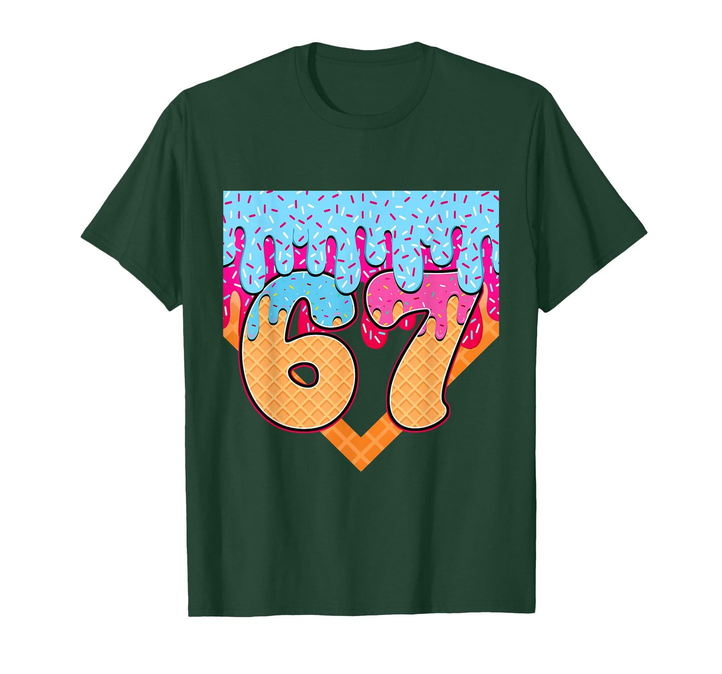 67 Ice Cream Drip Meme Six Seven Gen Alpha Slang T-Shirt