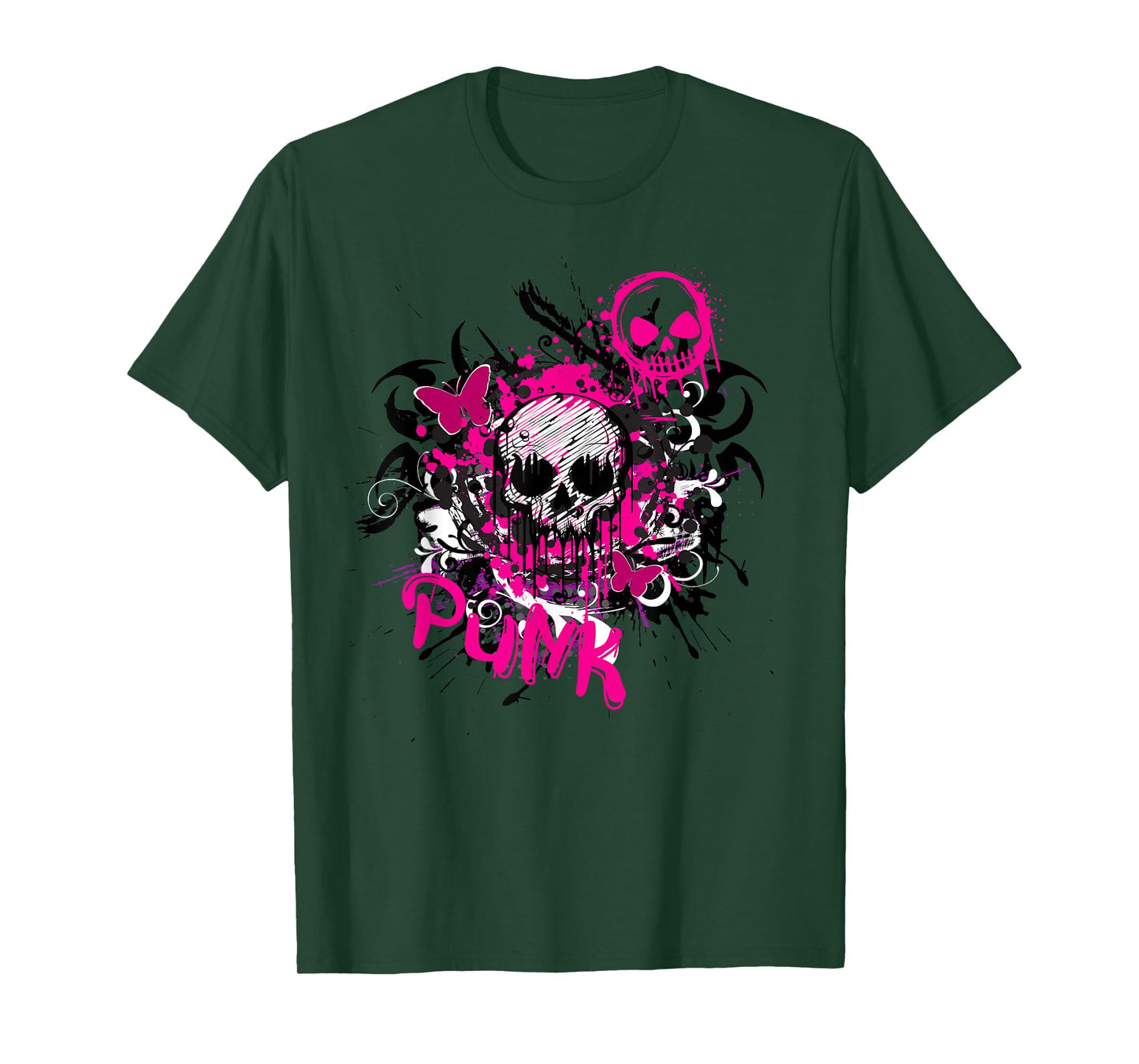 Pink skull y2k 2000s emo punk rock scene kid goth graphic T-Shirt