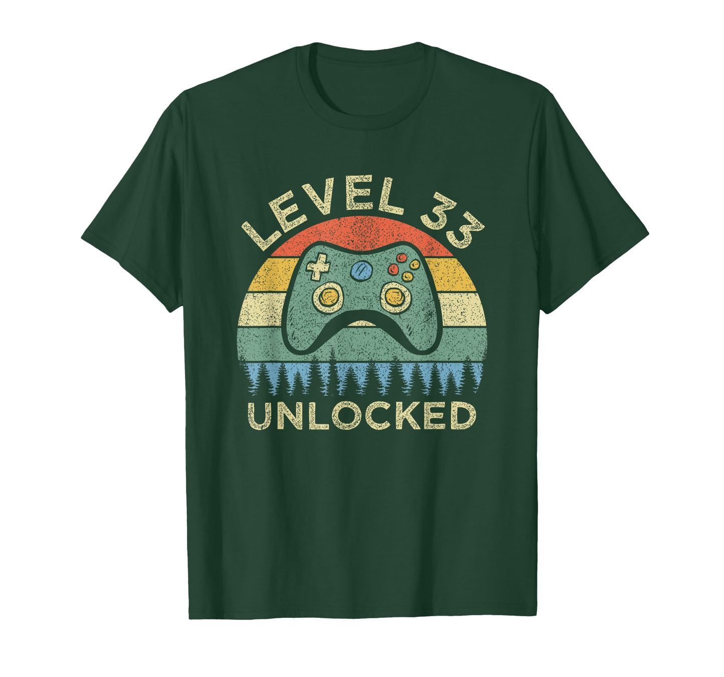 Level 33 Unlocked Video Gamer Retro 33rd Birthday Gift T-Shirt