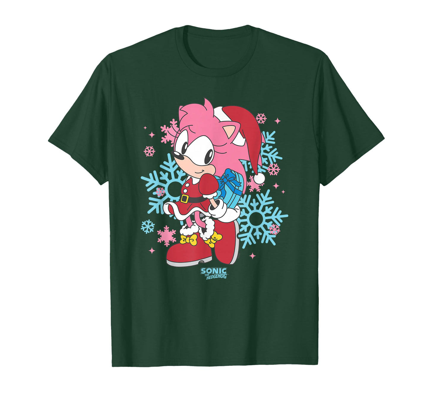 Sonic The Hedgehog Christmas Amy Rose with Lovely Present T-Shirt