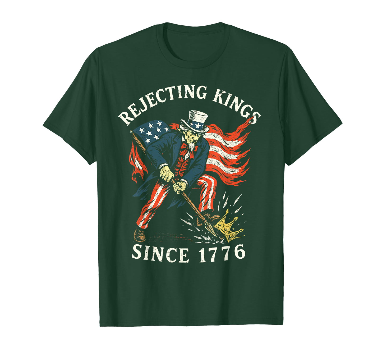 Rejecting Kings Since 1776, Sam Uncle USA Flag 4th Of July T-Shirt