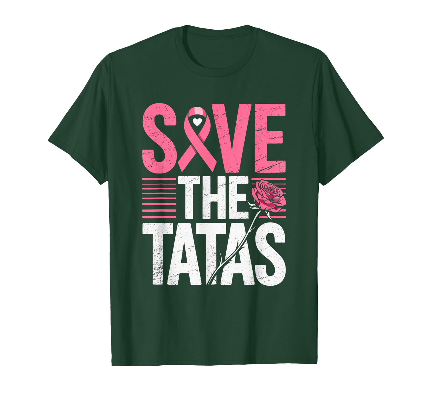 Save The Tatas Breast Cancer Fighting Awareness Pink Ribbon T-Shirt