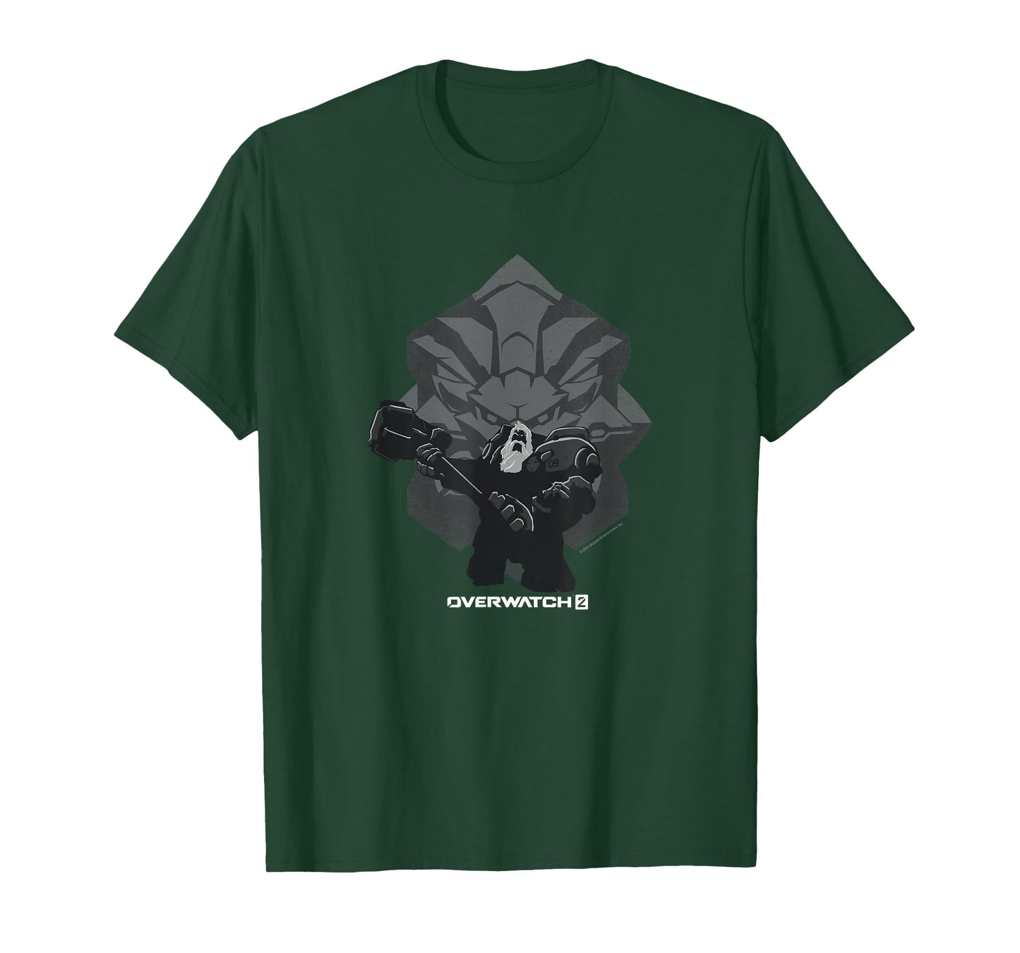 Overwatch 2 Powerful Strong Reinhardt Silhouette Chest Logo T-Shirt