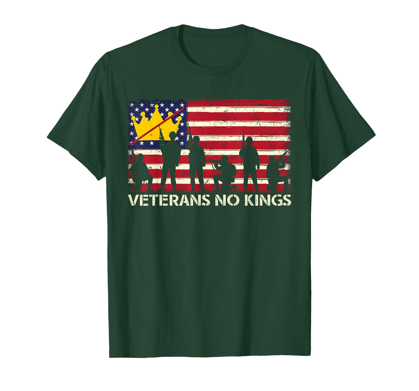 Veterans No Kings Vintage America Flag Veterans T-Shirt
