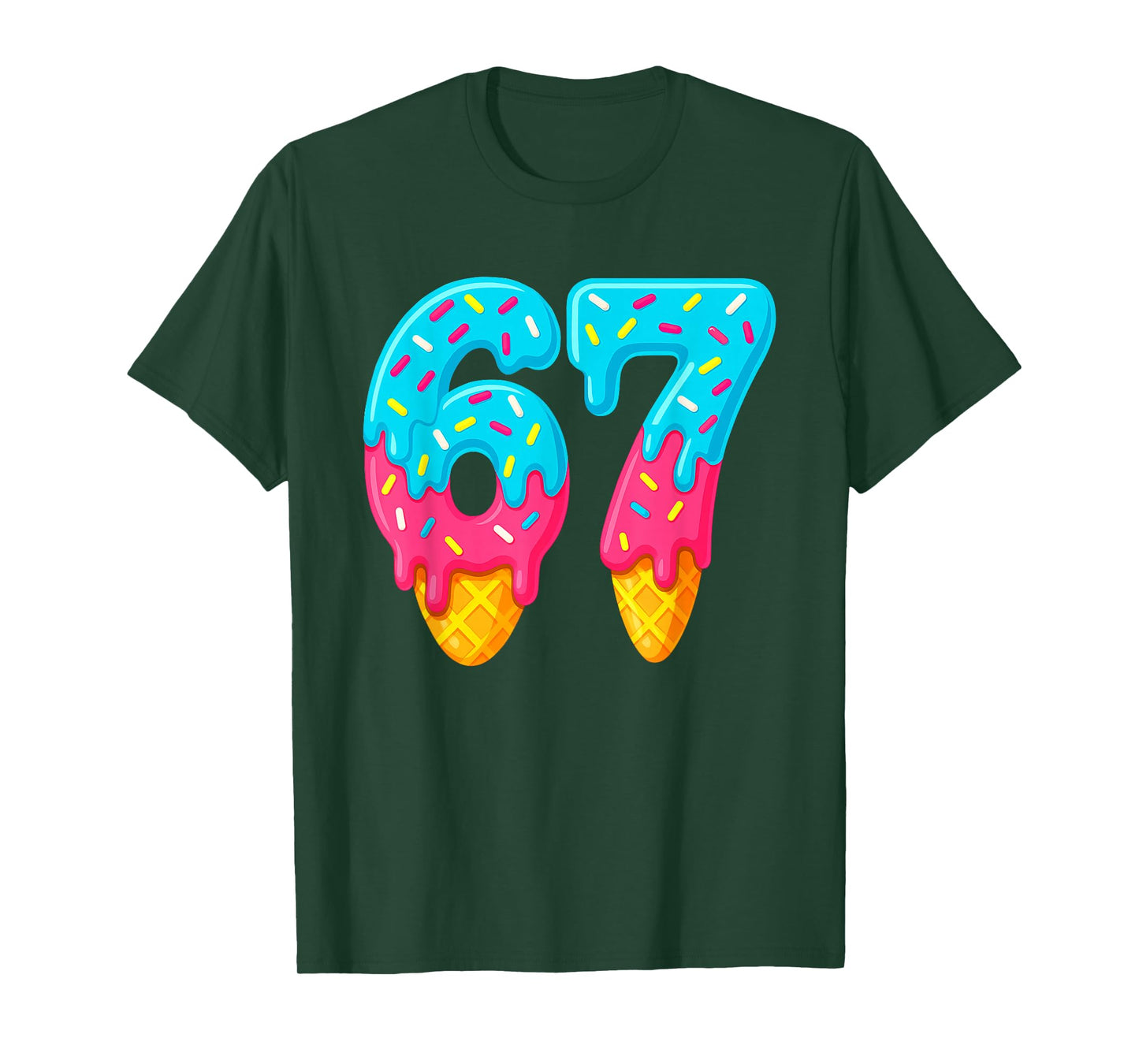 67 Ice Cream Drip Meme Funny Six Seven Gen Alpha Slang T-Shirt