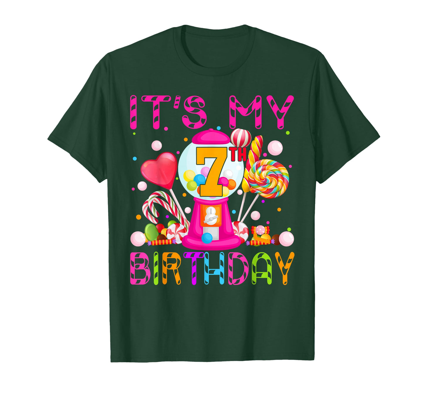 Its My 7th Birthday Candy Candyland Birthday Girl 7 Year Old T-Shirt