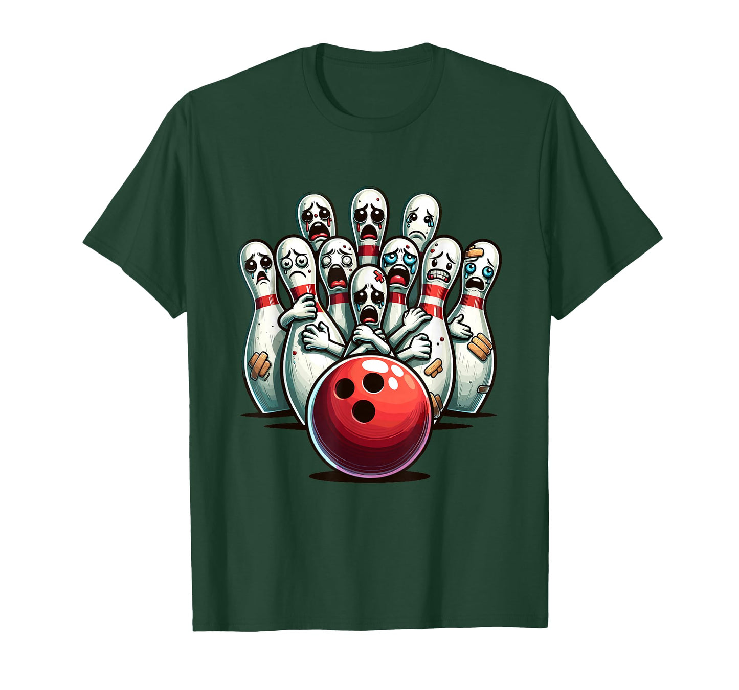 Funny Bowling Pin Faces For Bowling Lover, Men Kids Bowler T-Shirt