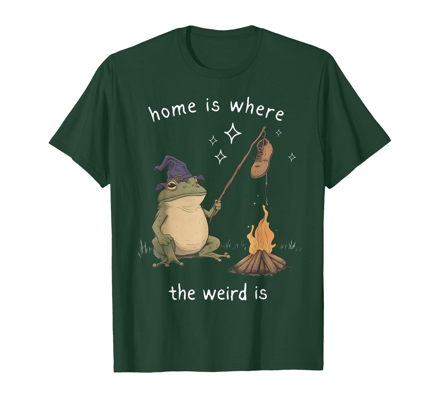 Whimsical Frog Wizard Where The Weird is Meme Frog T-Shirt