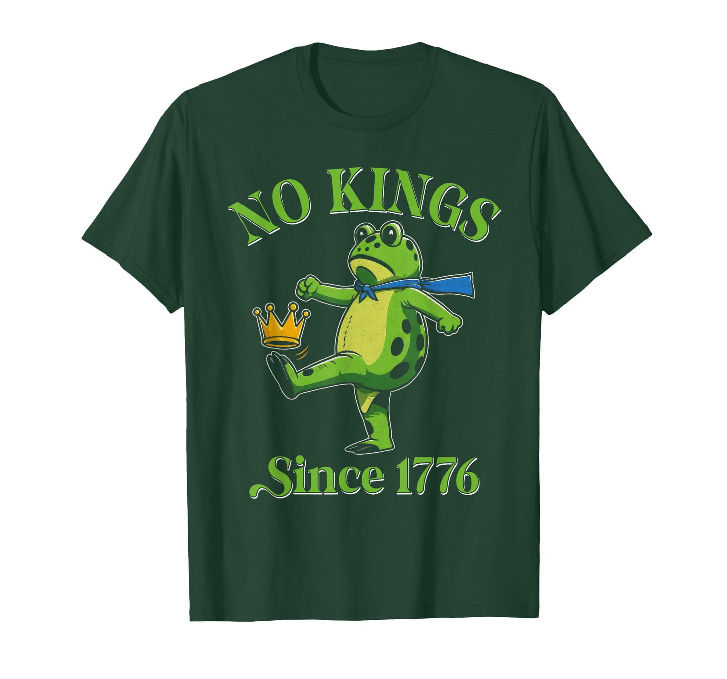No Kings Since 1776 Portland Frog Kicking Crown Retro T-Shirt