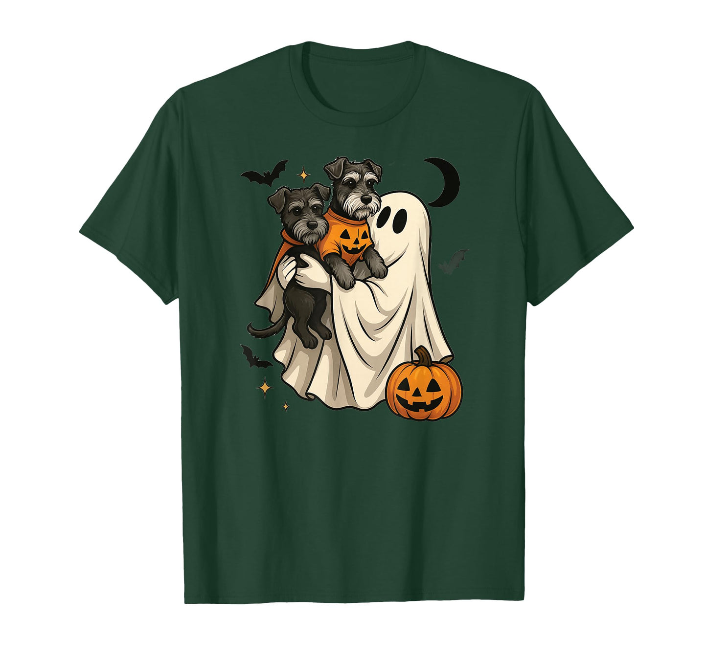 ghost Miniature Schnauzer Dog halloween T-Shirt