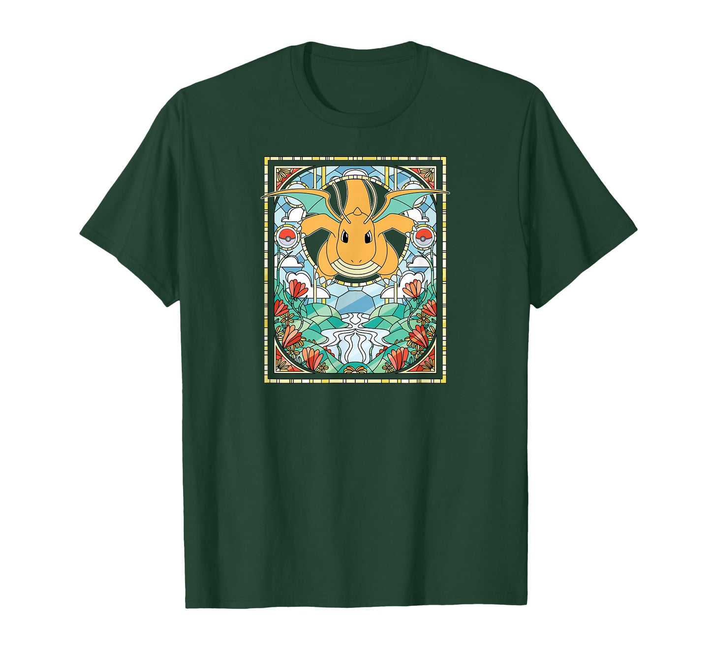 Pokémon - Dragonite Stained Glass Dragon Type Generation 1 T-Shirt