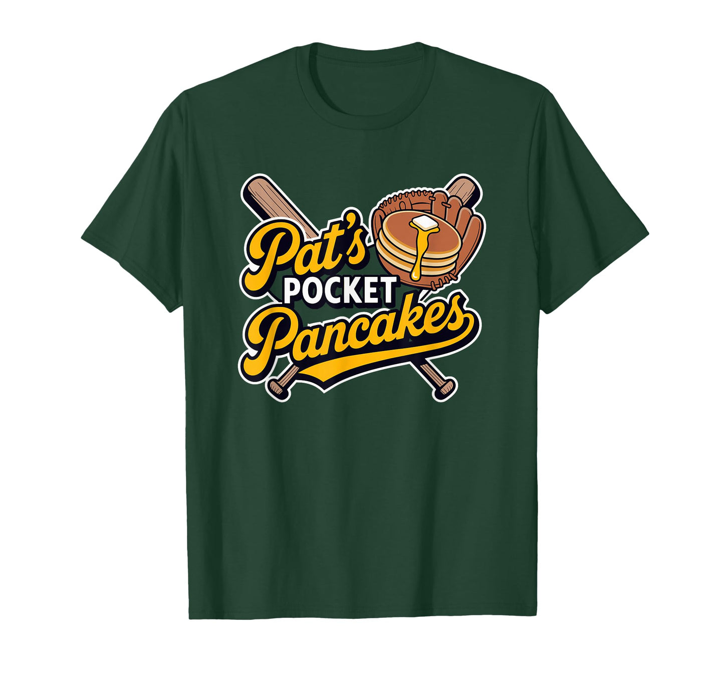 Pat's Pocket Pancakes Baseball Glove Stack Syrup T-Shirt