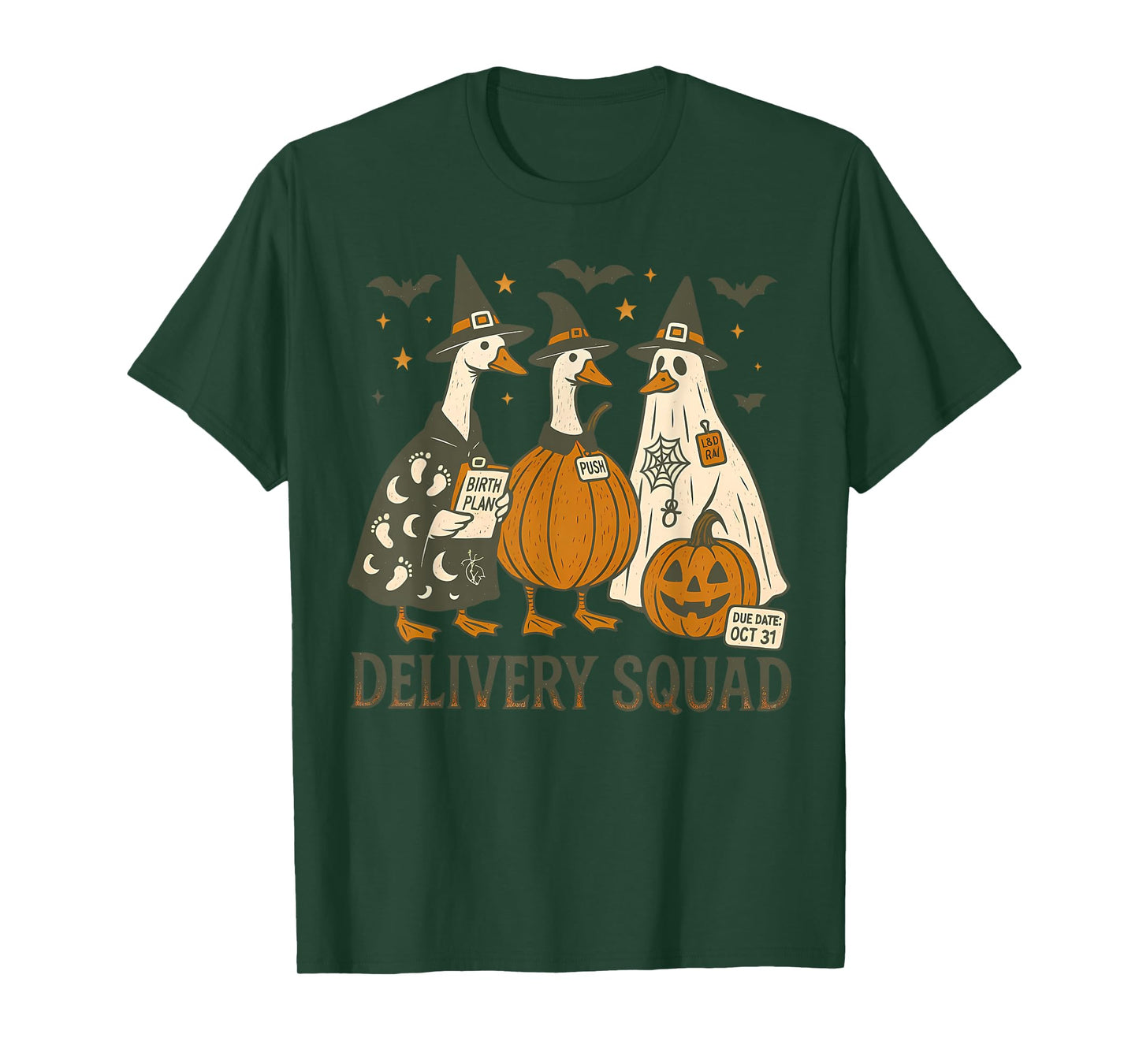 Delivery Squad Goose Halloween L&D Nurse Spooky Midwife Fall T-Shirt