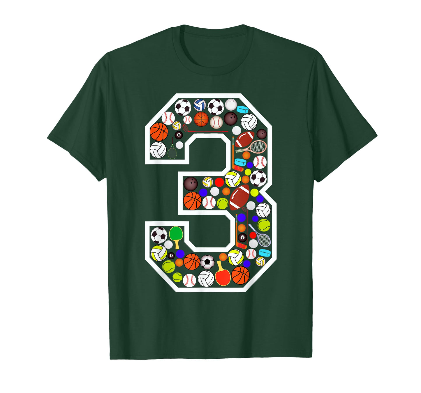 Kids 3rd Birthday Sports Big Number Three 3 Year Old Boy T-Shirt