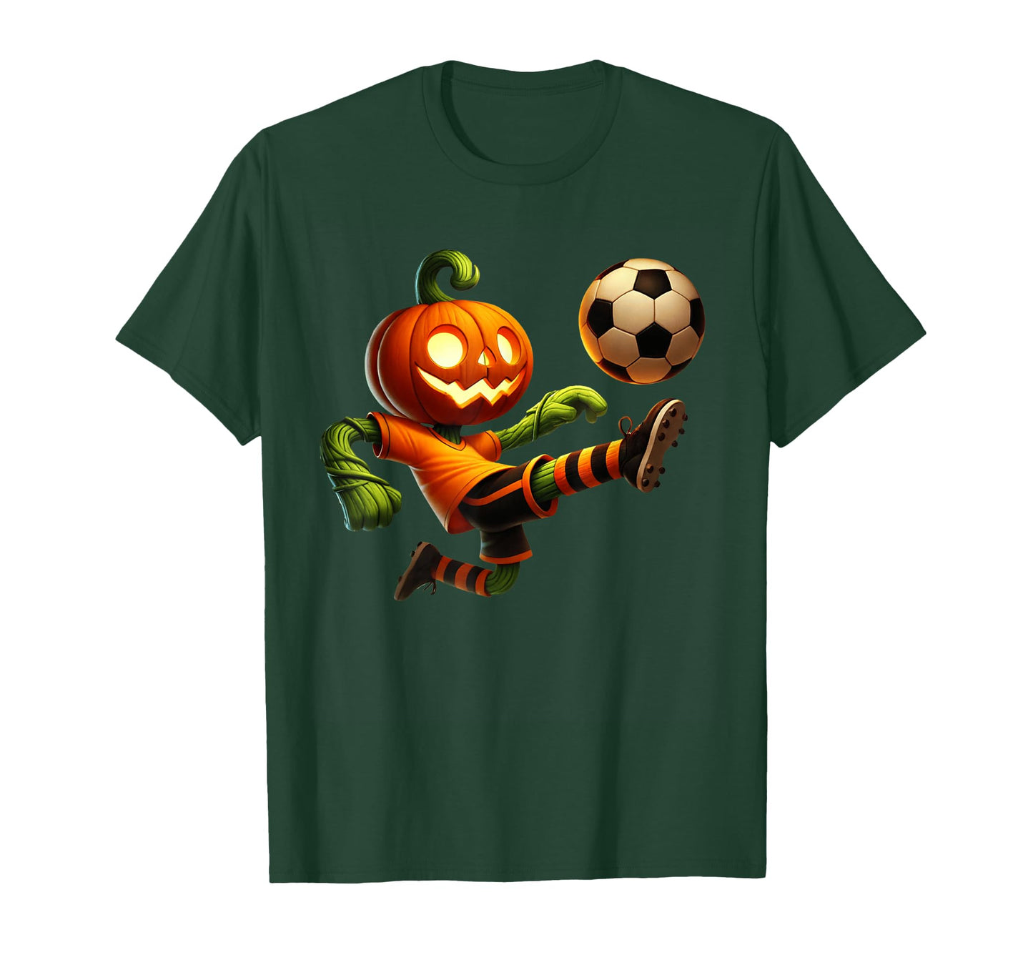 Pumpkin Face Soccer Halloween Costume Men Boys Kids Cute T-Shirt