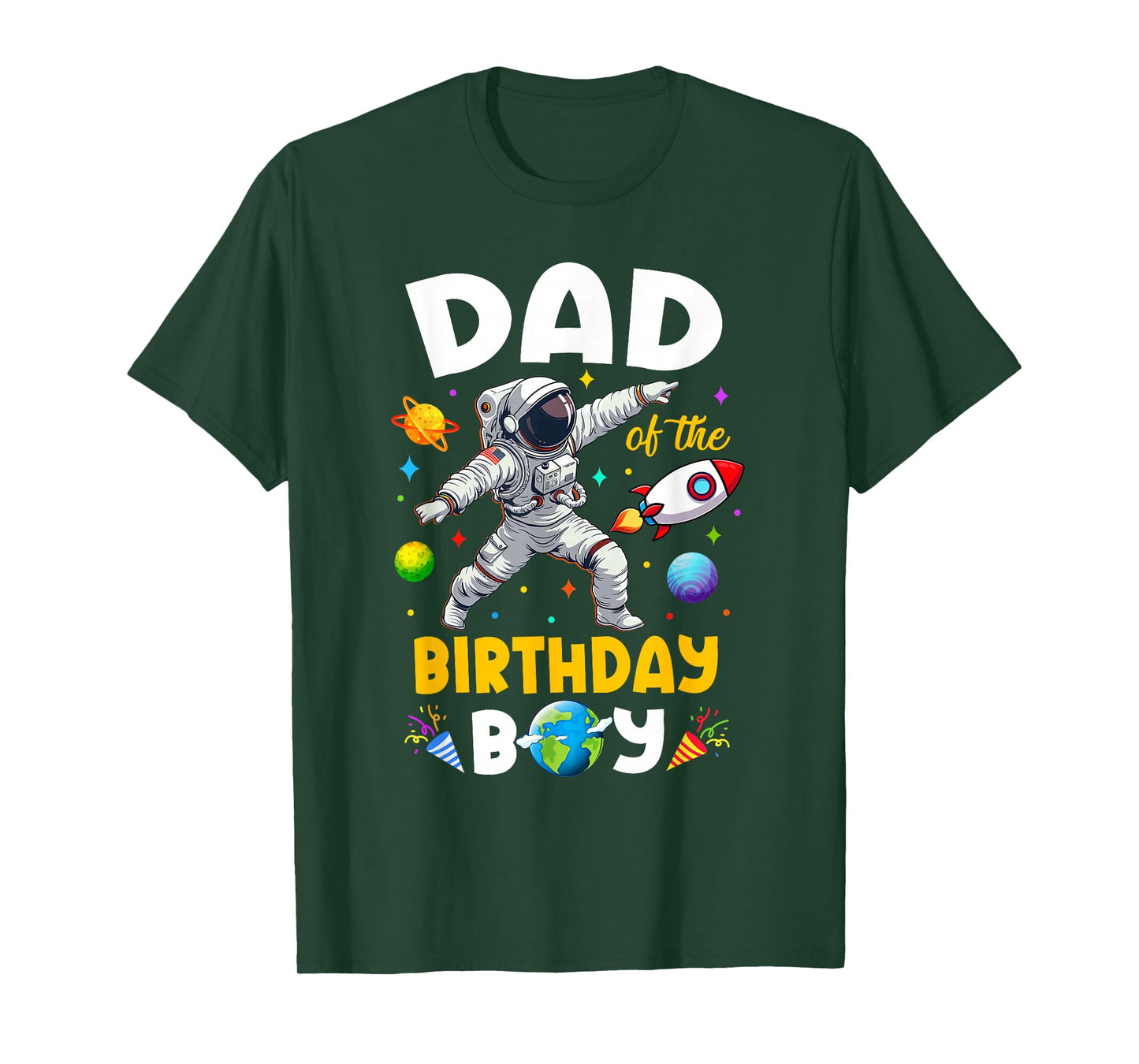Dad Of The Birthday Boy Astronaut Outer Space Birthday T-Shirt