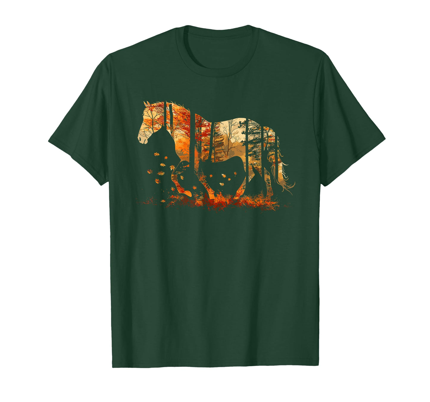 Cute Horse Lover Autumn Leaves Pony Animal Wildlife T-Shirt