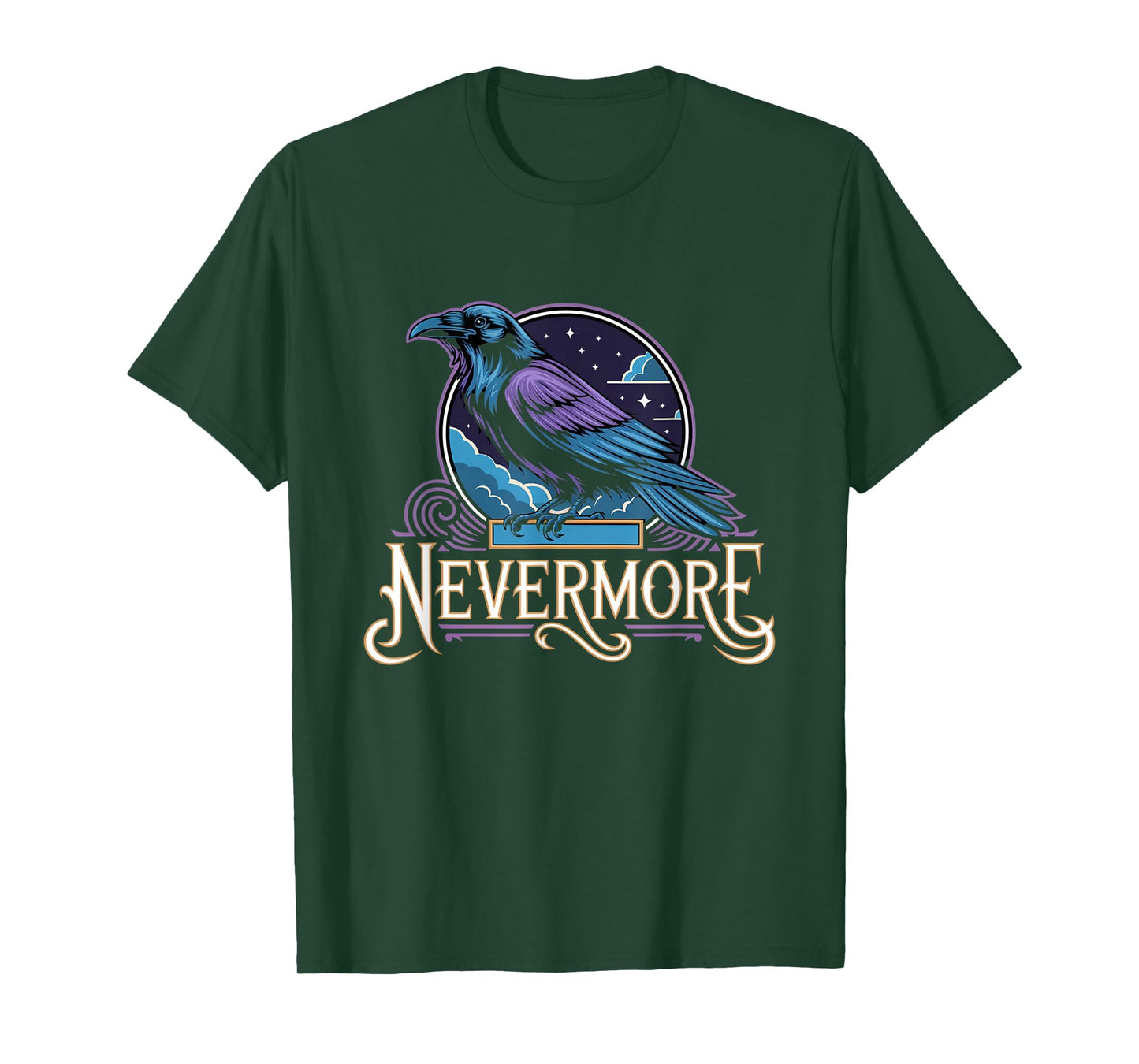 Nevermore Gothic Raven Literary Quote Design T-Shirt