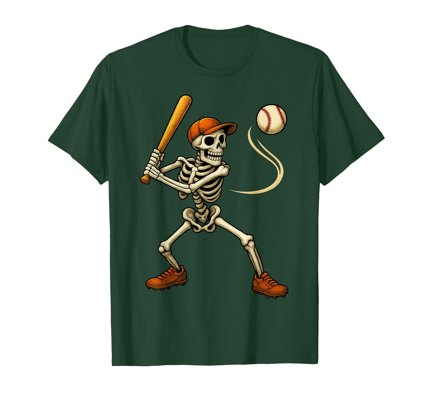 Funny Skeleton Baseball Batting Halloween Costume Men Boys T-Shirt