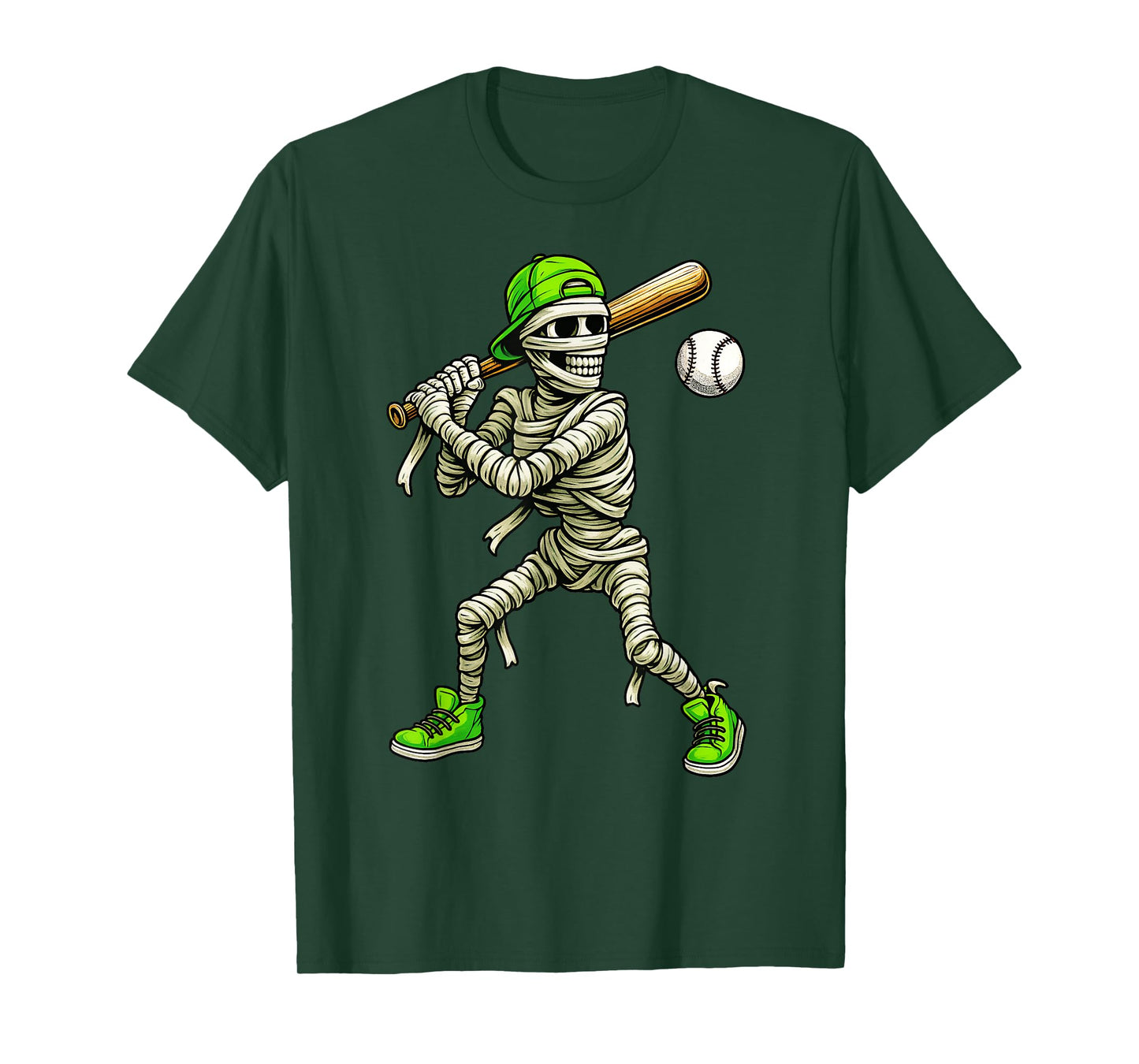 Skeleton Mummy Baseball Halloween Costume Boys Kids Men T-Shirt