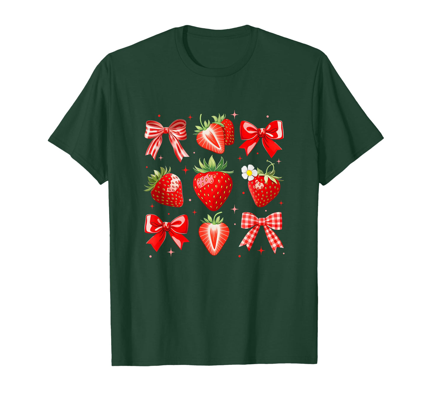 Strawberry Coquette Bow Strawberries Festival Girls Women T-Shirt