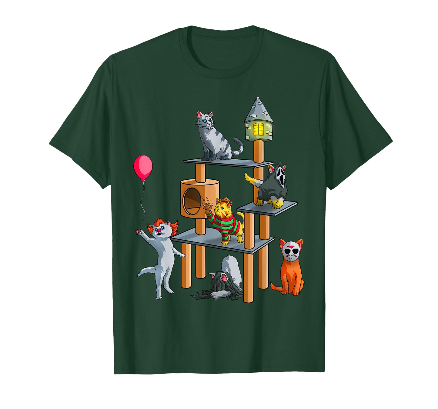 Funny Cat Horror Movies Cute Halloween for Cat Kitty Lovers T-Shirt