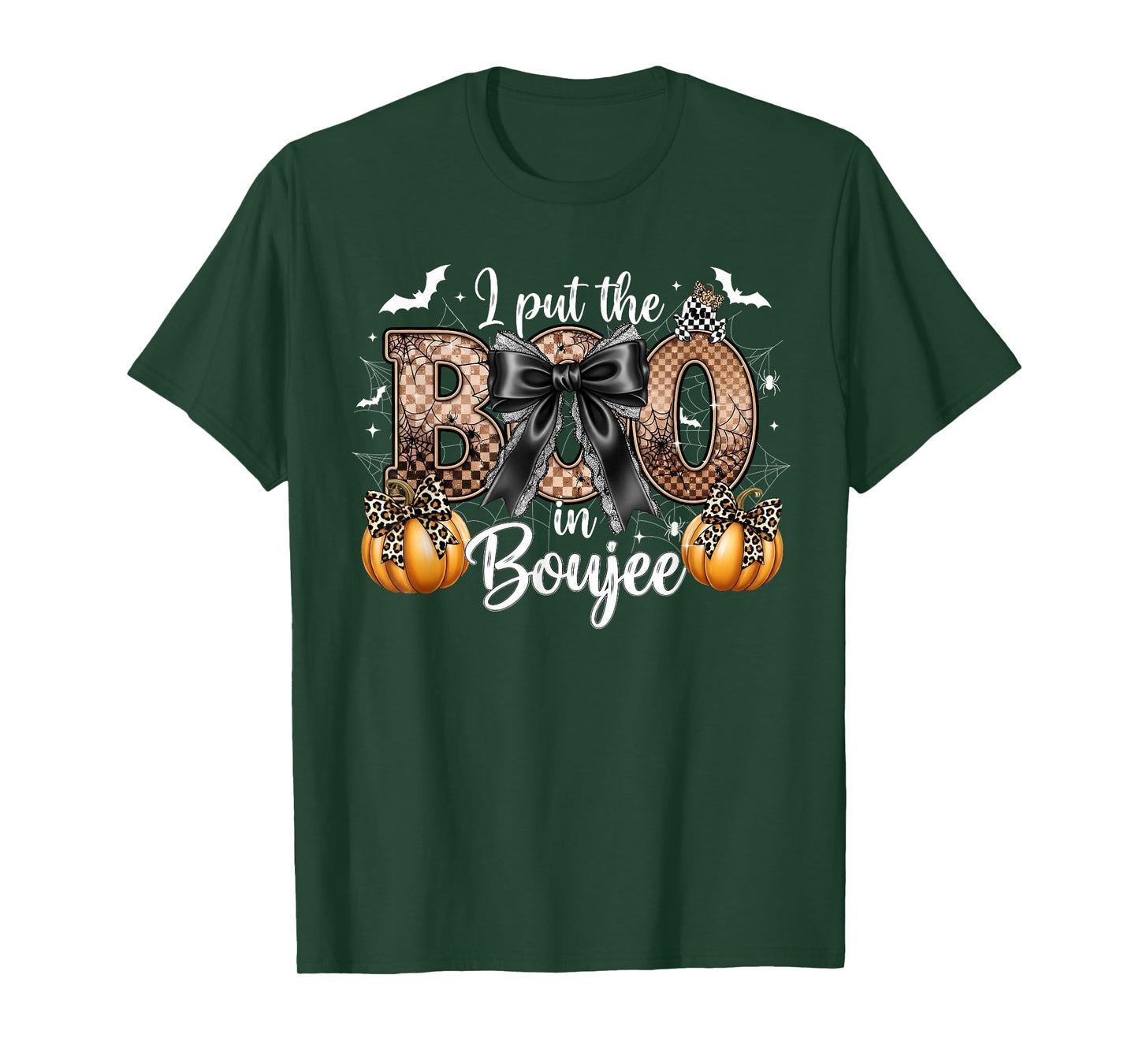 I Put The Boo In Boujee Coquette Bow Pumpkin Happy Halloween T-Shirt