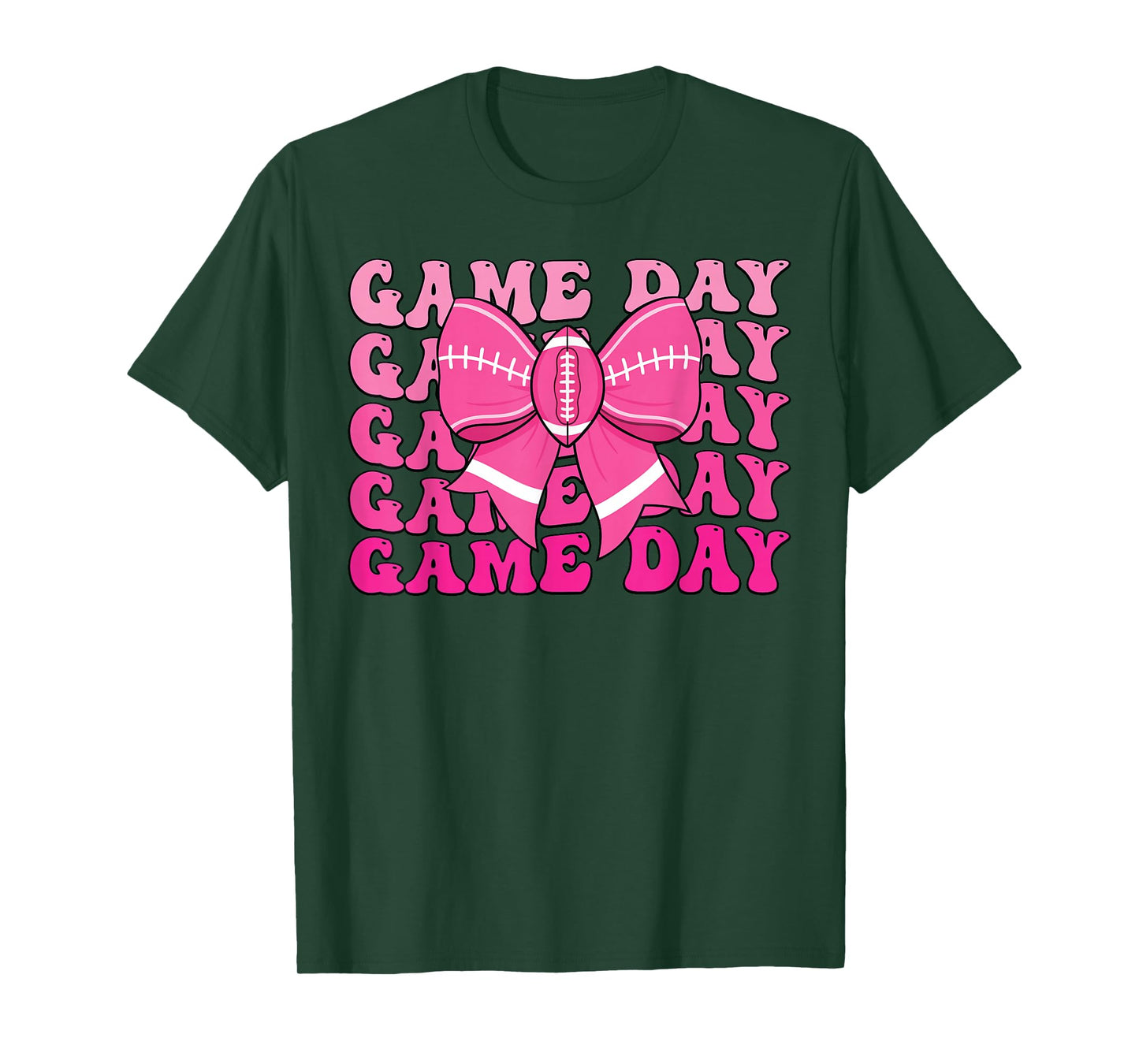 Game Day Football Season Football Mama Pink Coquette Bow T-Shirt