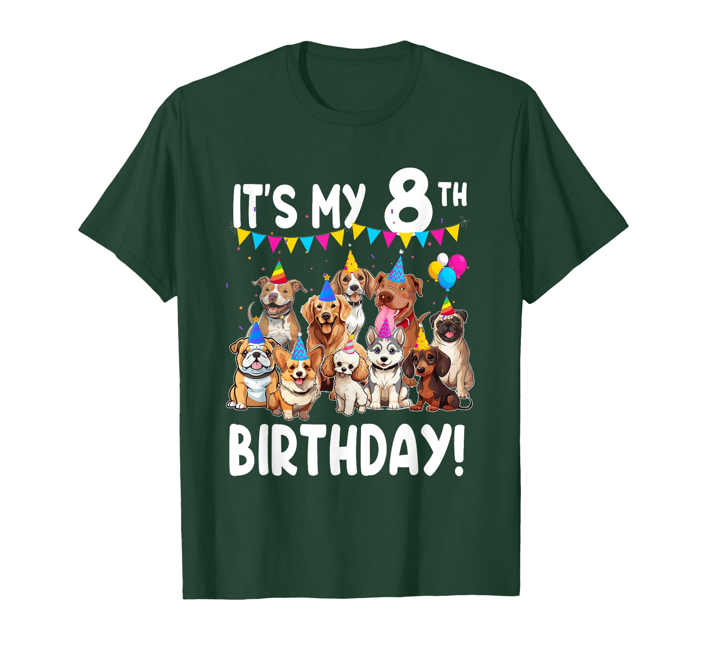 It's My 8th Birthday Dogs Lover Theme 8 Year Old T-Shirt
