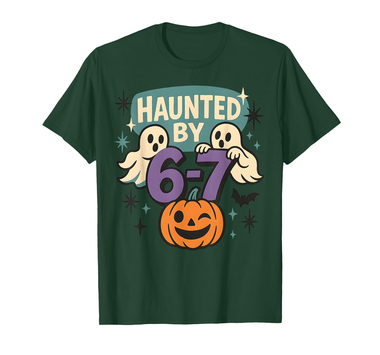 Haunted by 6-7 Retro Halloween 67 Ghost Pumpkin Funny Kids T-Shirt