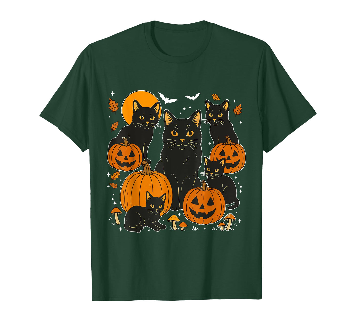 Retro Black Cat Halloween Pumpkin Costume For Women Men Kids T-Shirt