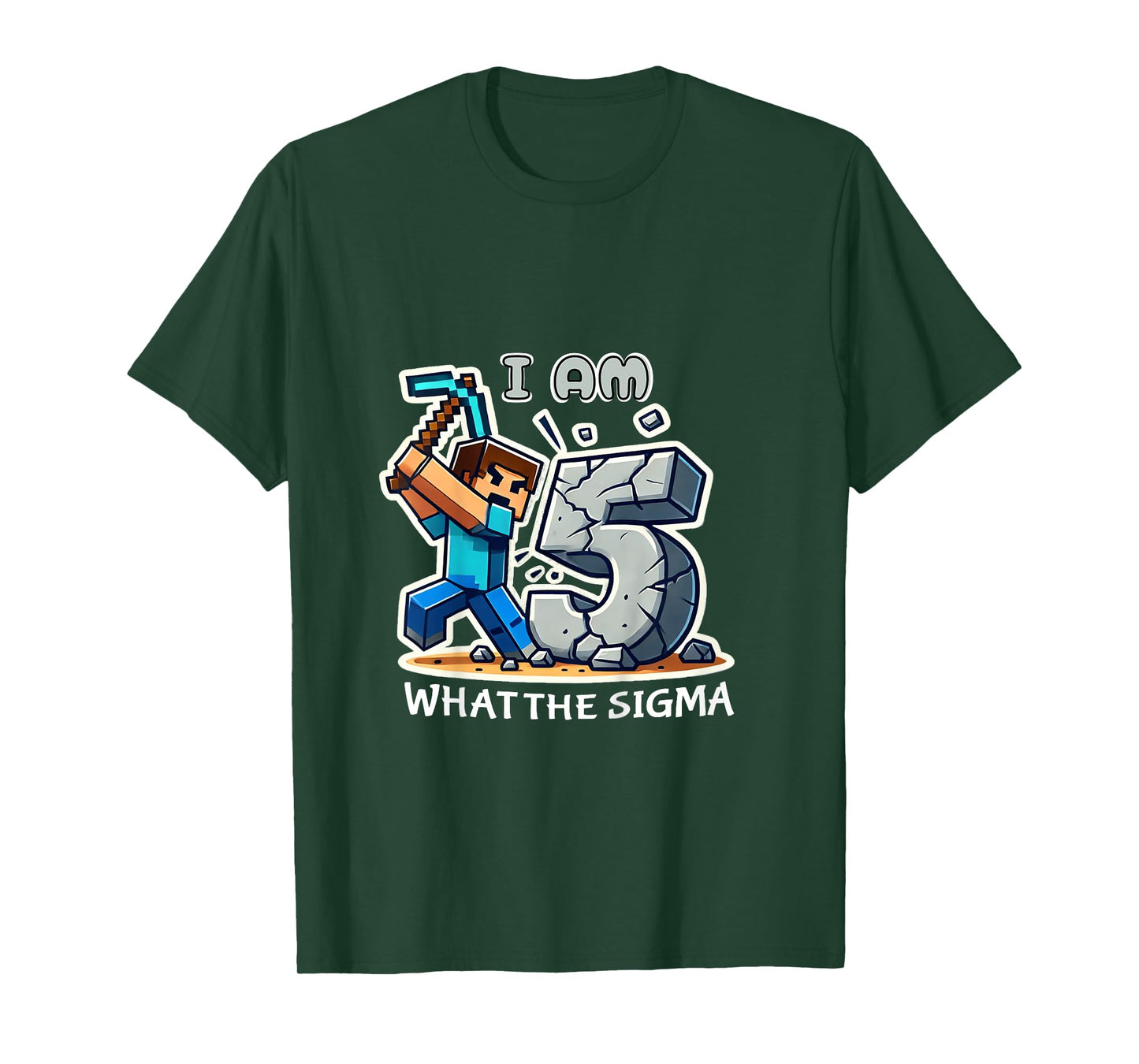 Kids 5 Years Old Sigma Pixel Art Mining Gamer Style T-Shirt
