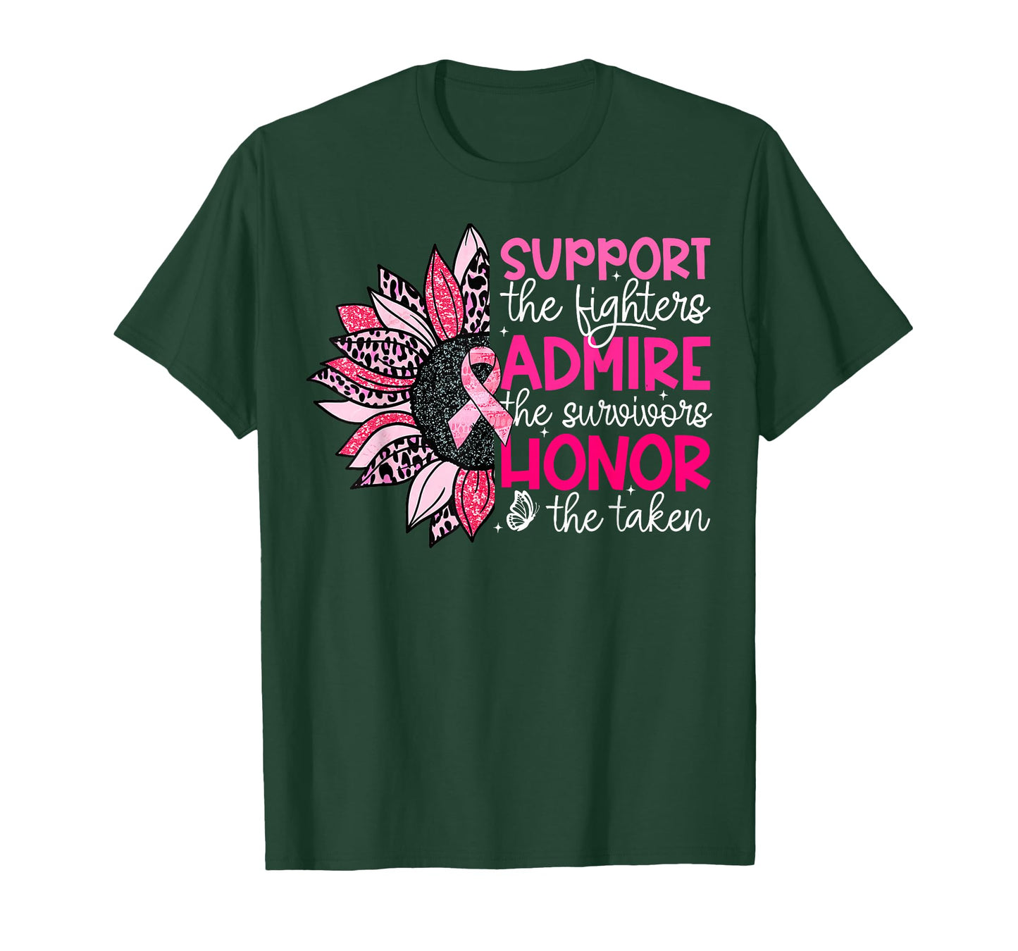 Sunflower Support Admire Honor Breast Cancer Awareness T-Shirt