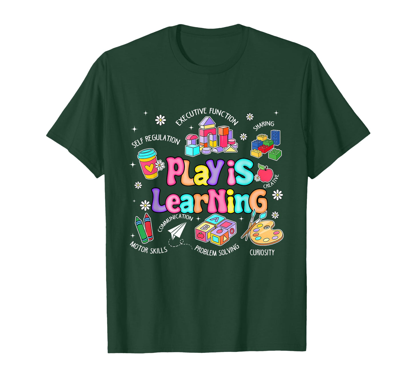 Shine Colorful Play is Learning Teacher T-Shirt