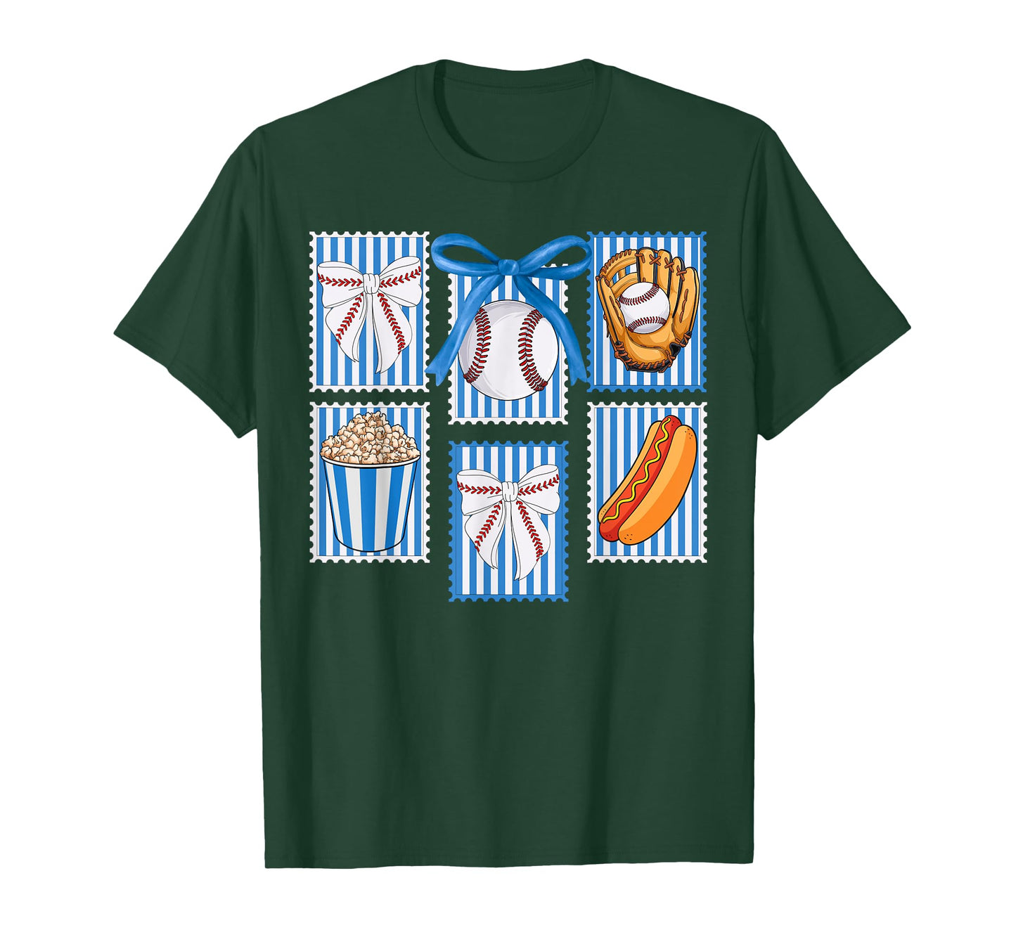 Stamps Coquette Bow Baseball Kids Youth Girls Baseball Mom T-Shirt