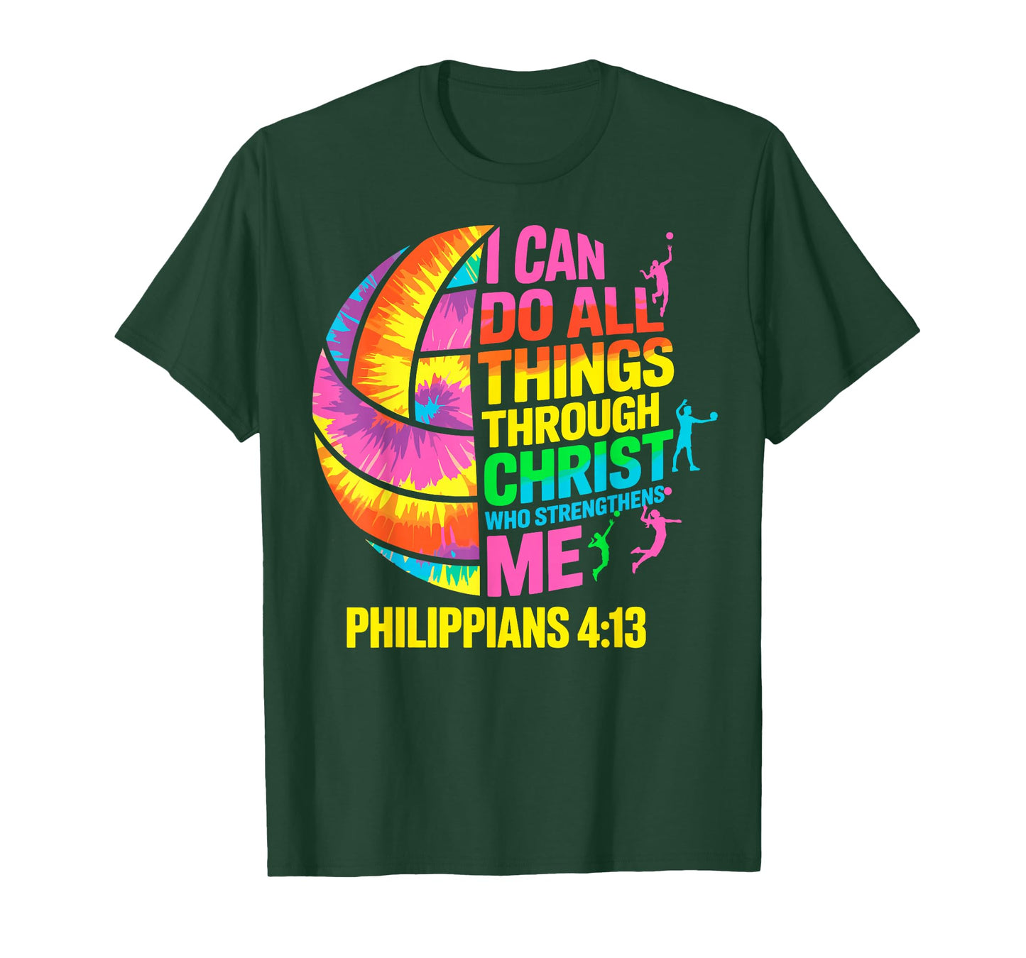 Volleyball Ball Tie Dye I Can Do All Things Through Christ T-Shirt