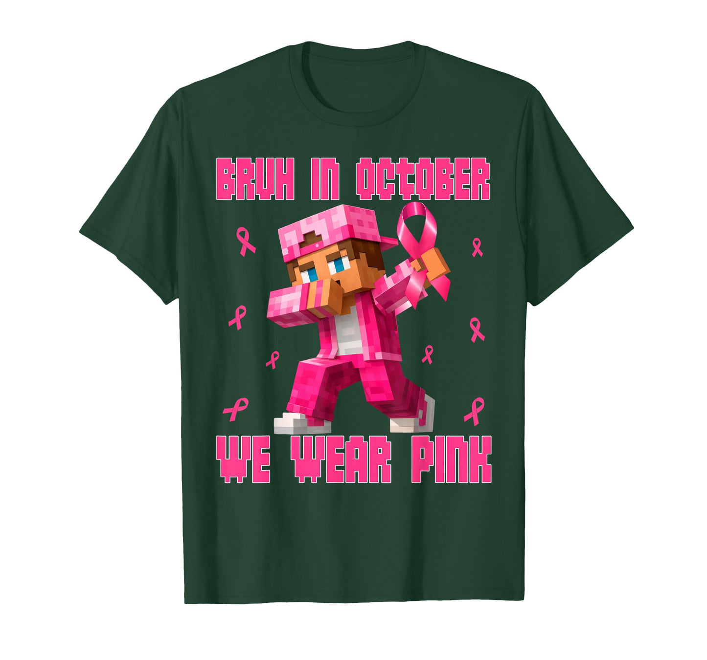 Breast Cancer Shirt Kids Boys Bruh in October We Wear Pink T-Shirt