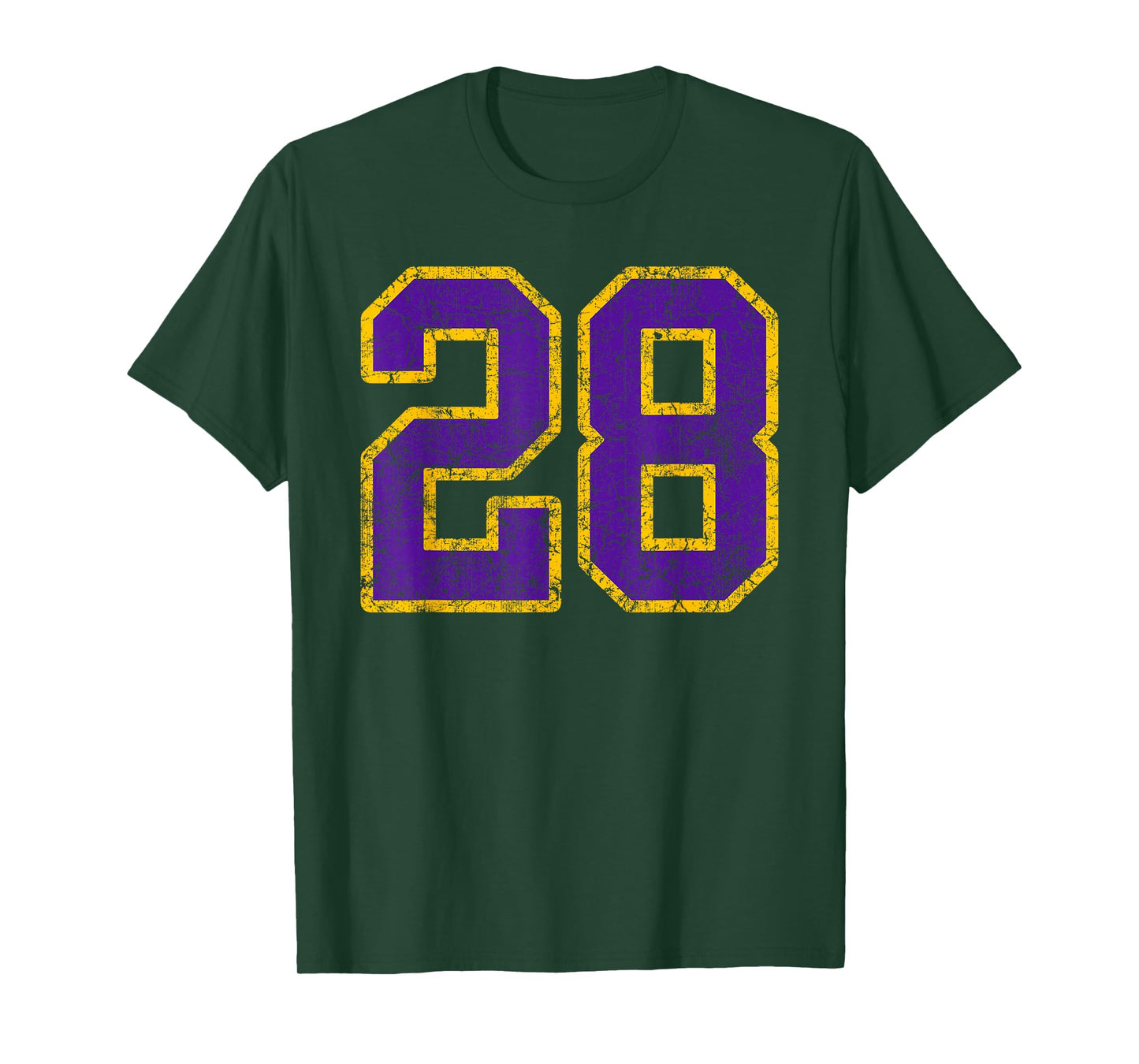 Purple Gold Number 28 Jersey Player Uniform #28 Grunge T-Shirt